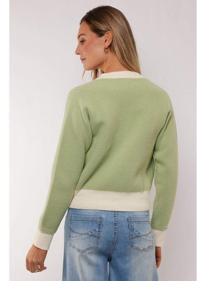 Jacket Maisy knit light moss/wool white
