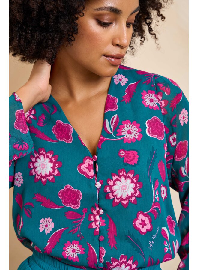 Blouse Meva silver flower