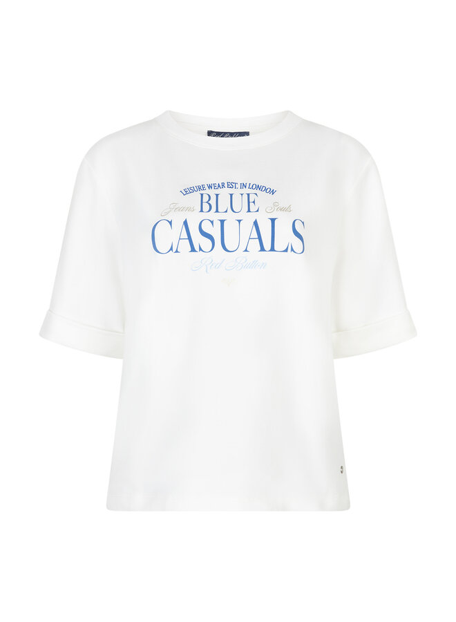 Sweater Terry chestprint offwhite/mid blue