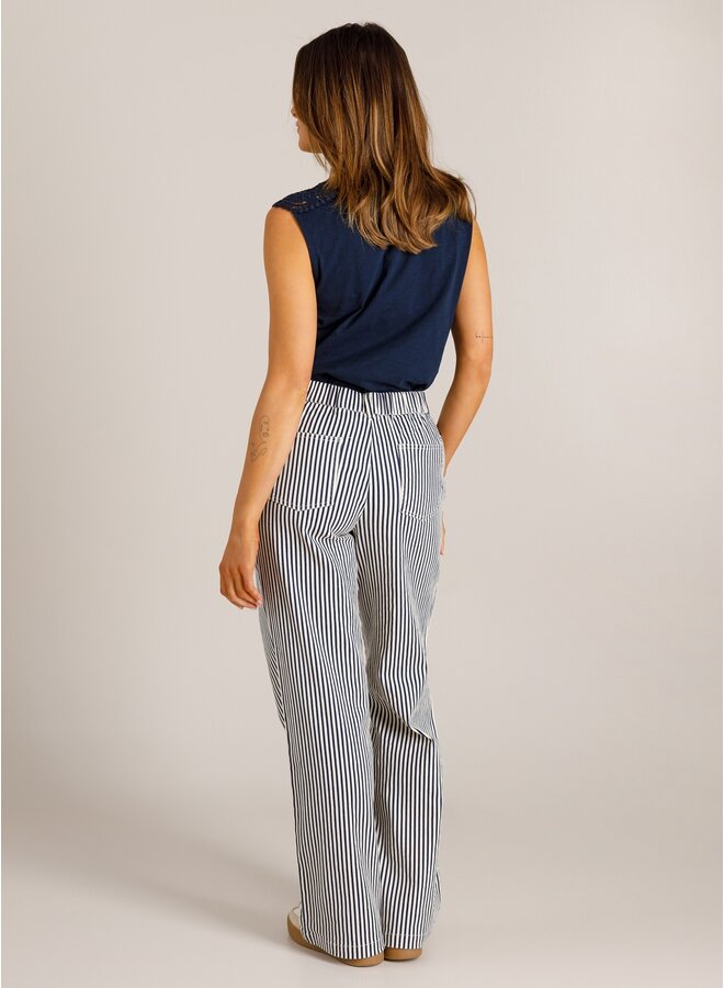 Broek Vien off white/night blue