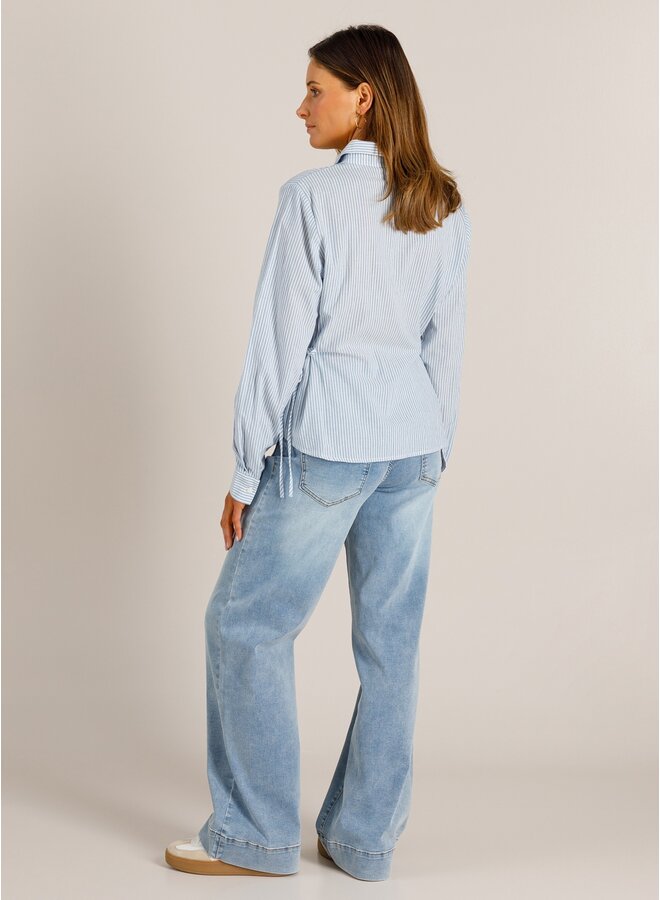 Blouse Vien powder blue/off white