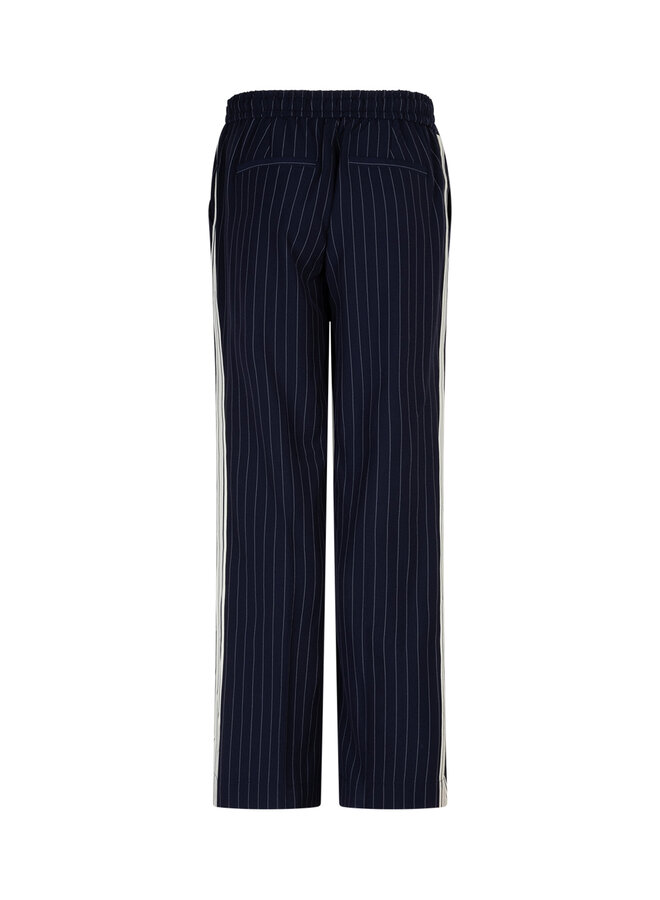 Broek Claudette palazzo sidetape pinstripe dark blue