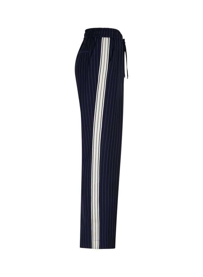 Broek Claudette palazzo sidetape pinstripe dark blue