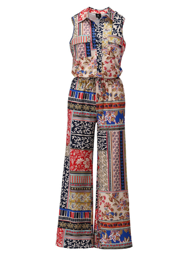 Jumpsuit C317 mouwloos met design