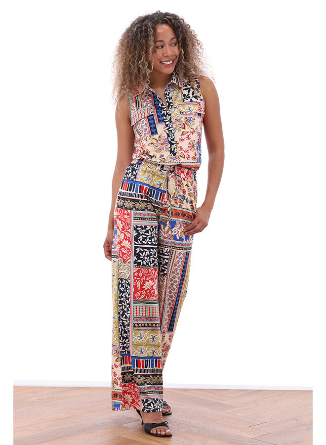 Jumpsuit C317 mouwloos met design