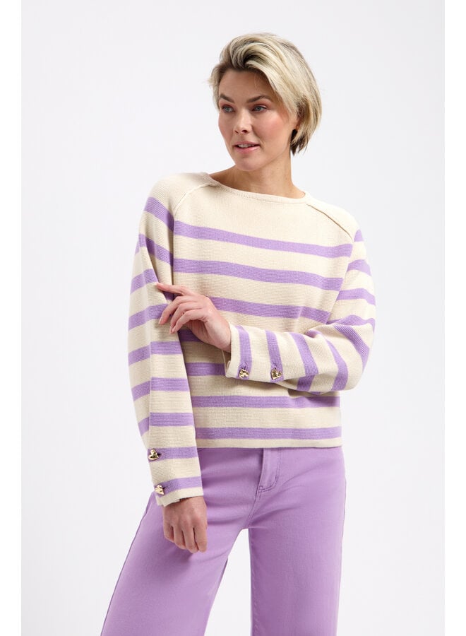 Trui Breton cream/violet