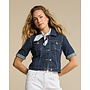 Jacket Jackie short sleeve denim pinstripe rinse