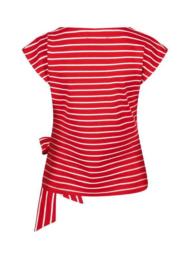 Top Terry stripe with knot red
