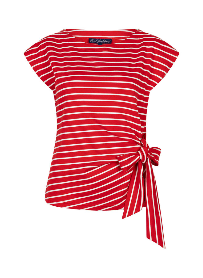 Top Terry stripe with knot red