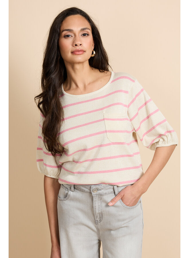 Top Genoveva knitting wool/white/pretty pink