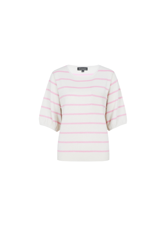 Top Genoveva knitting wool/white/pretty pink