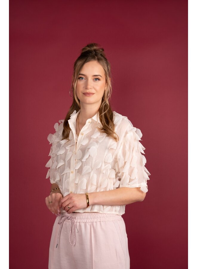 Blouse Nevi lasercut circles off white