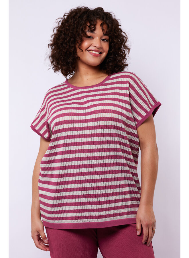 Top Leighton knit pullover sand/grape