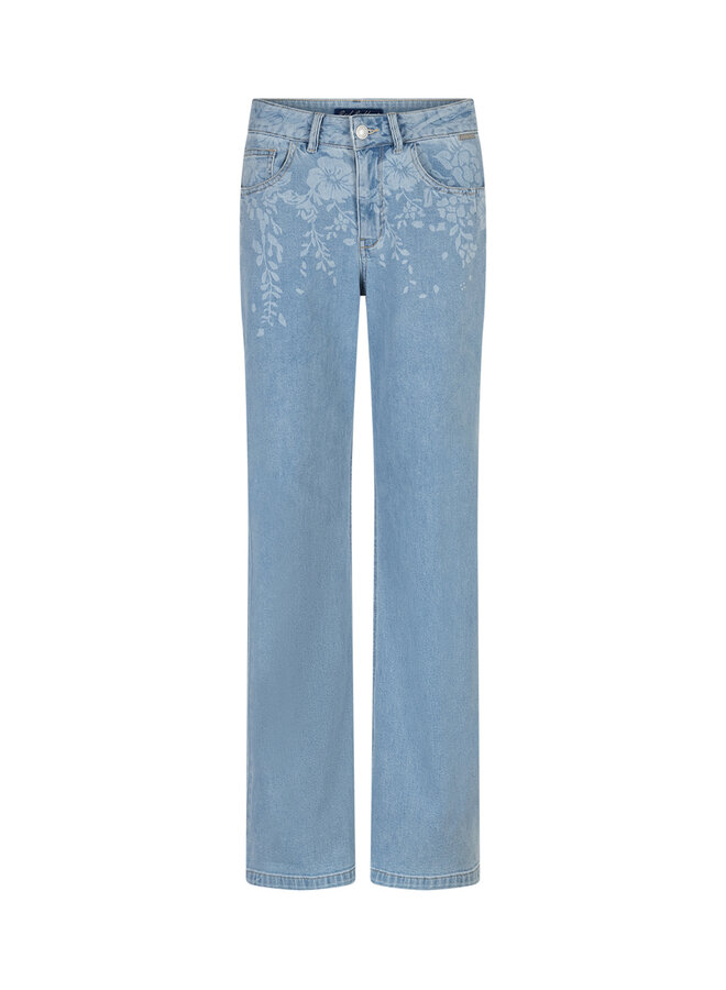 Broek Colette flowerprint denim bleach