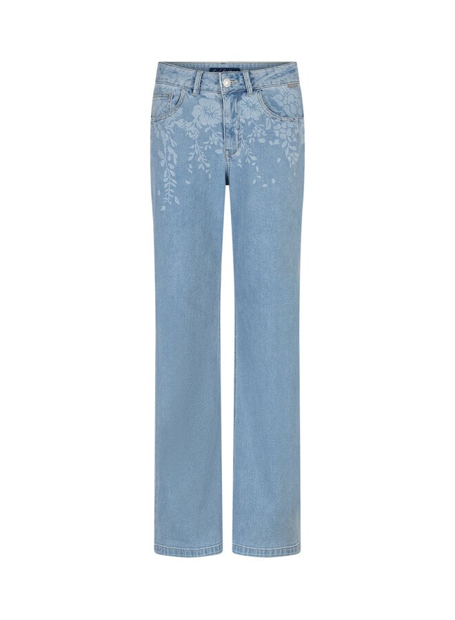 Broek Colette flowerprint denim bleach