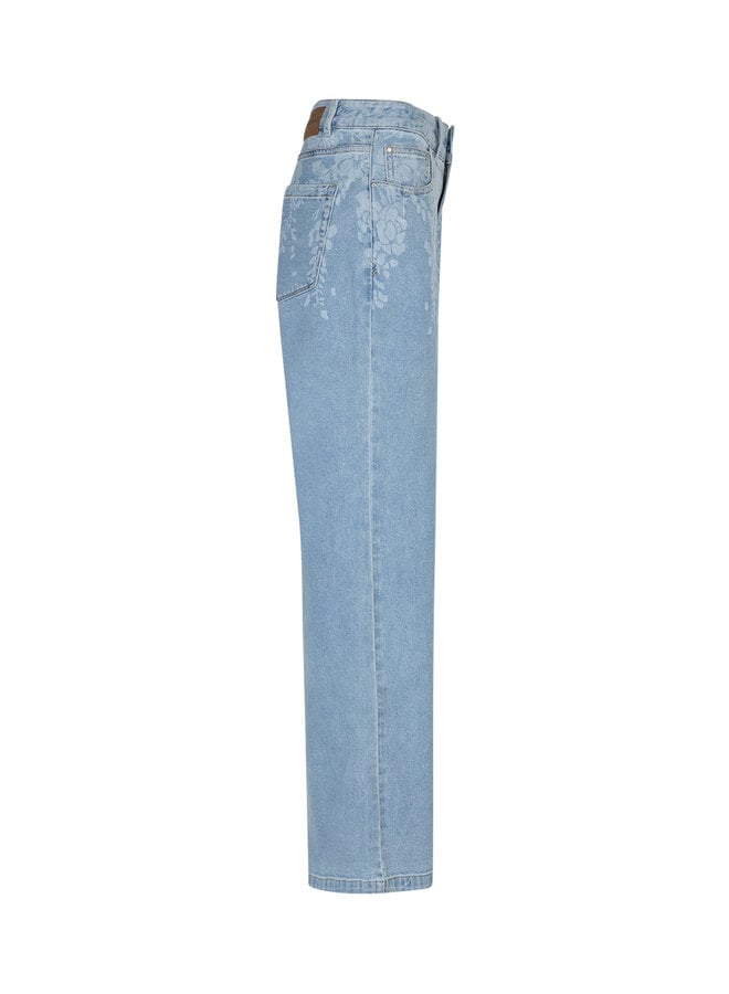 Broek Colette flowerprint denim bleach