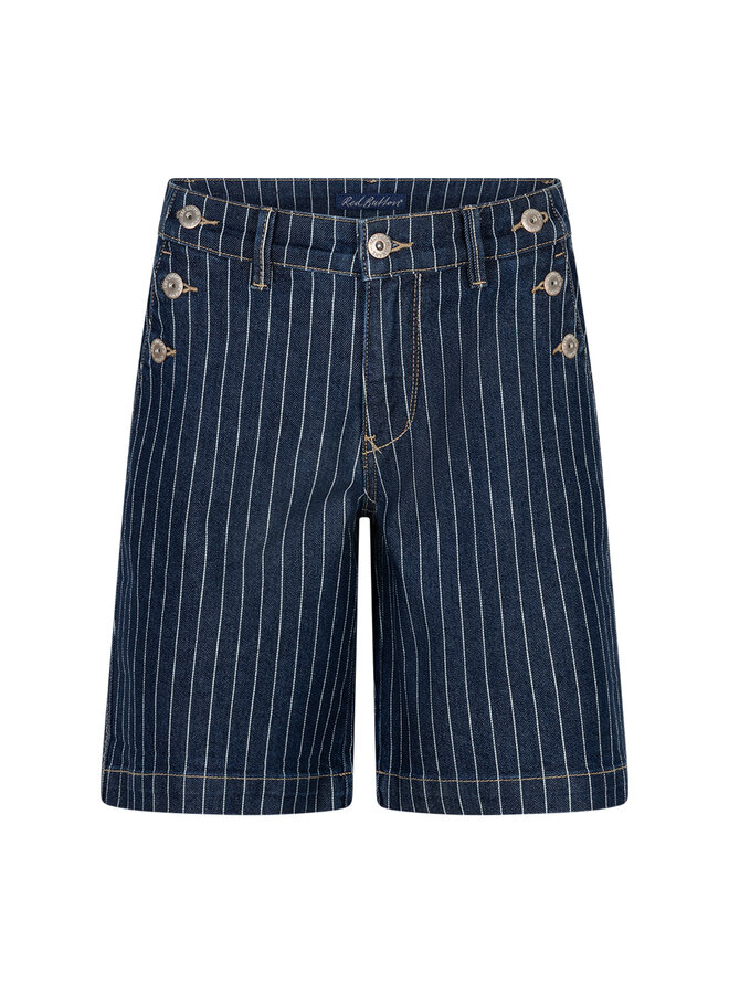Short Bibette & buttons denim pinstripe rinse