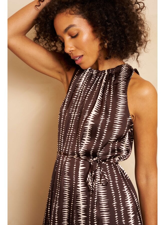 Jurk Rox brown stripe print