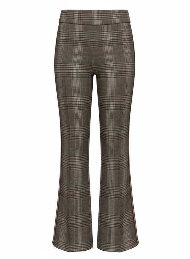 Broek Aleyna knitted check dark brown