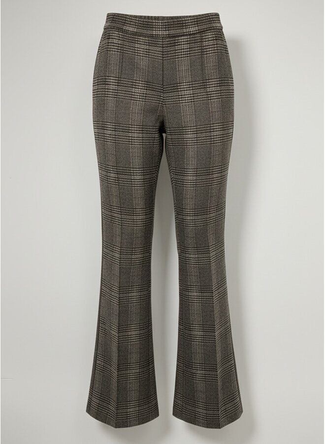 Broek Aleyna knitted check dark brown