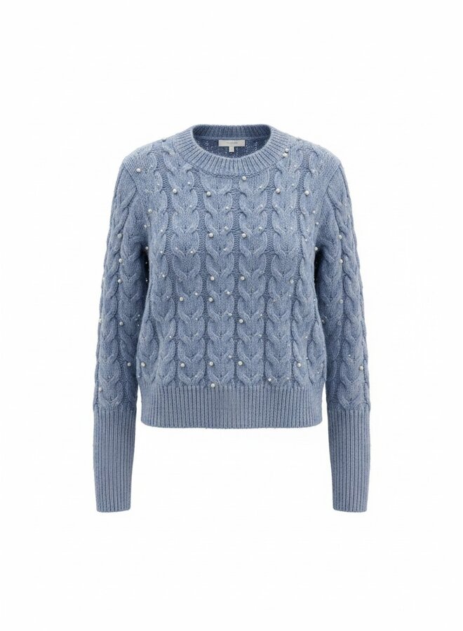 Trui Ronja pearl cable jeans blue