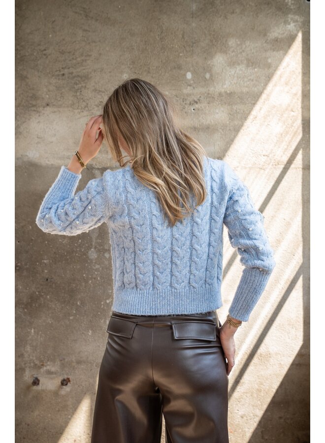 Trui Ronja pearl cable jeans blue