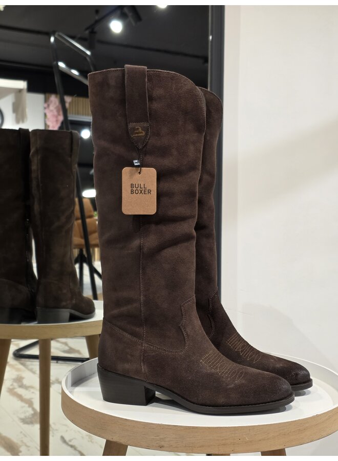 Laarzen dark brown leather suède