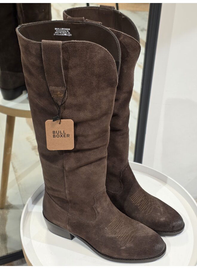 Laarzen dark brown leather suède