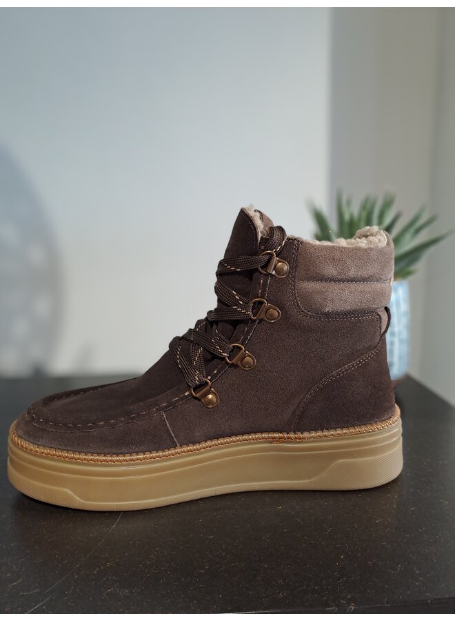Veterboots Dark brown leather suède