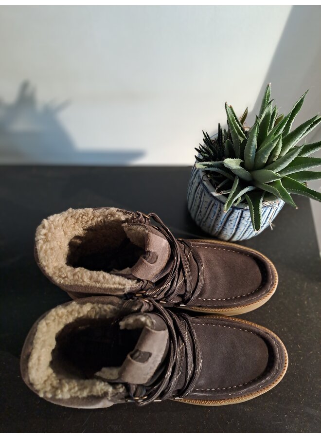 Veterboots Dark brown leather suède