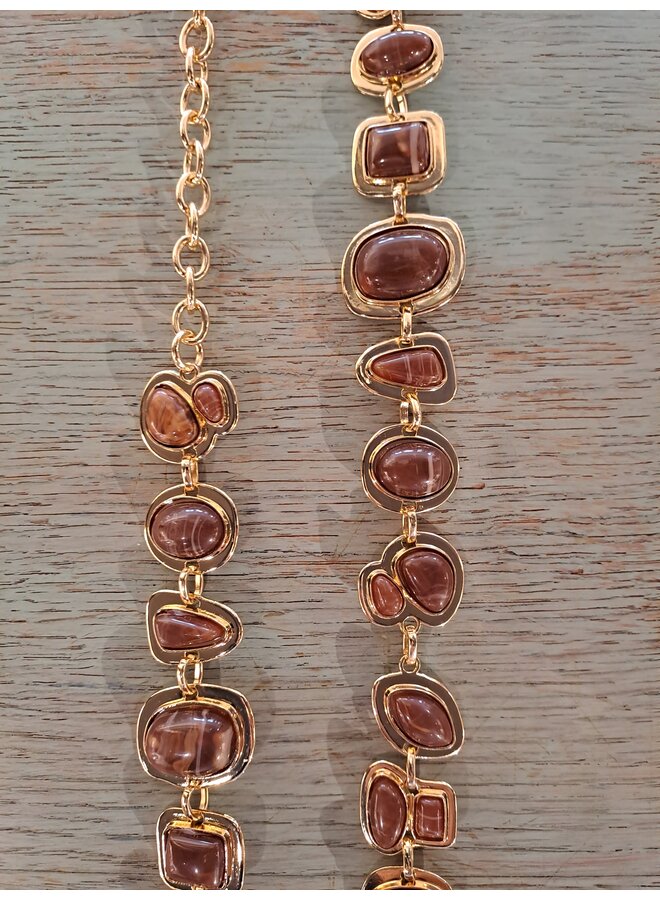 Riem Metal stenen multi brown