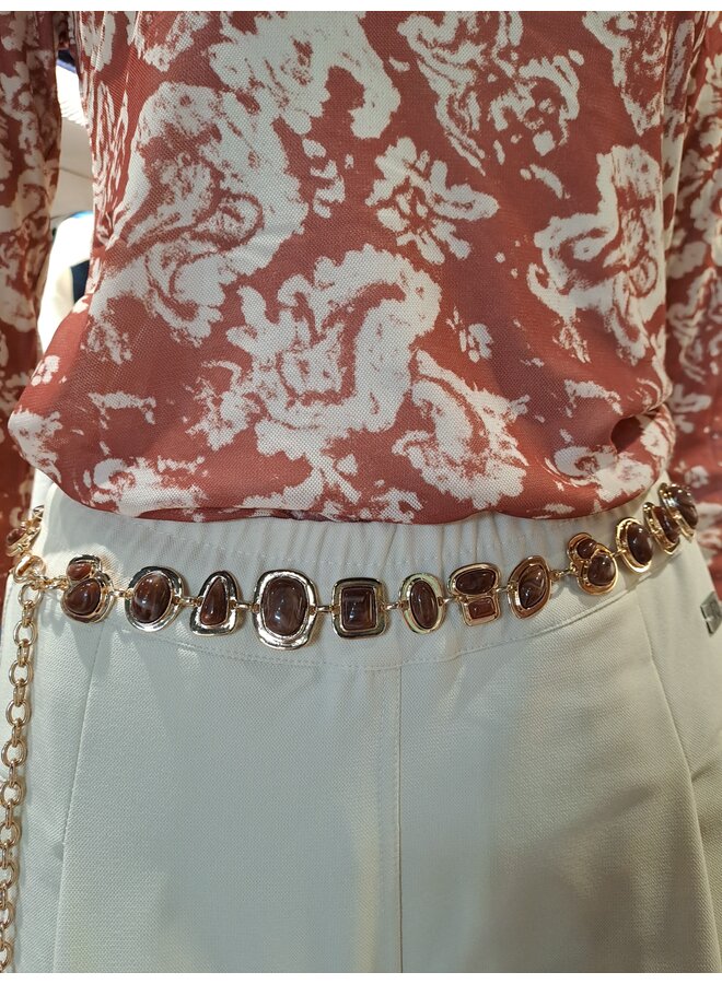 Riem Metal stenen multi brown