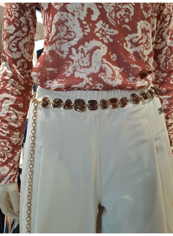 Riem Metal stenen multi brown