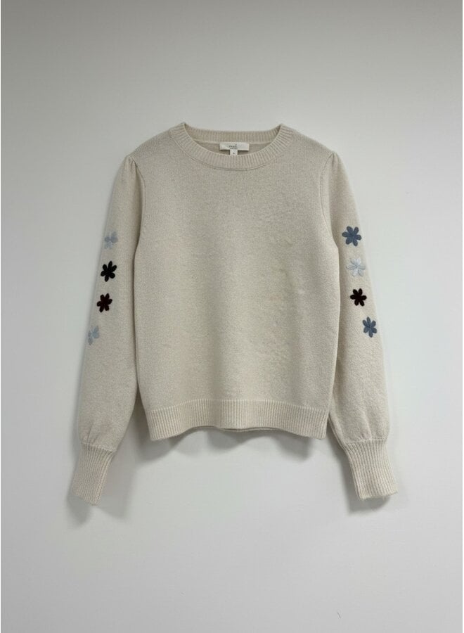 Trui Ima flower embroidery knit beige