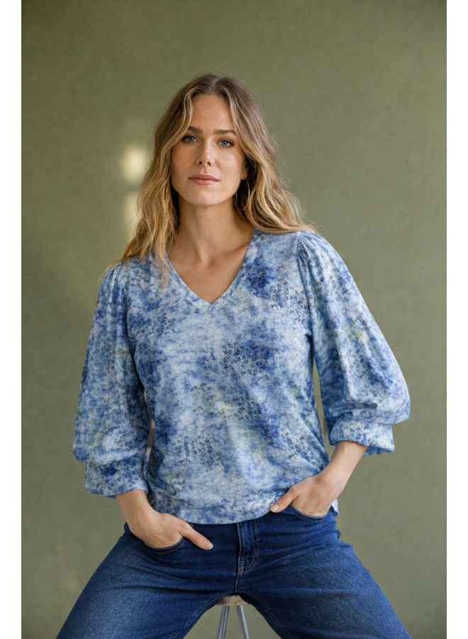 Top Hermela sky blue/multi clor