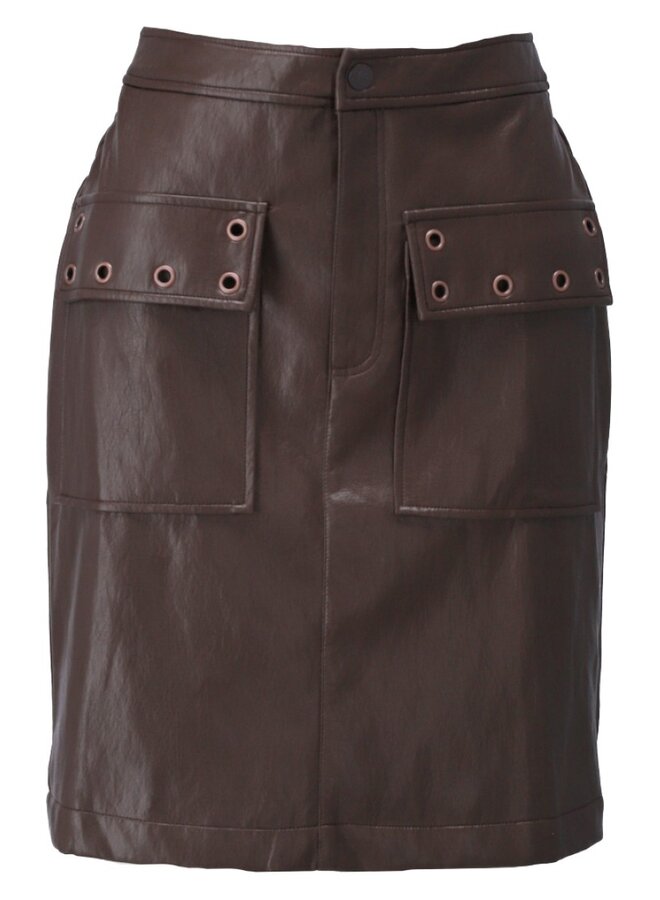 Rok D755L kort lederlook met fantasie