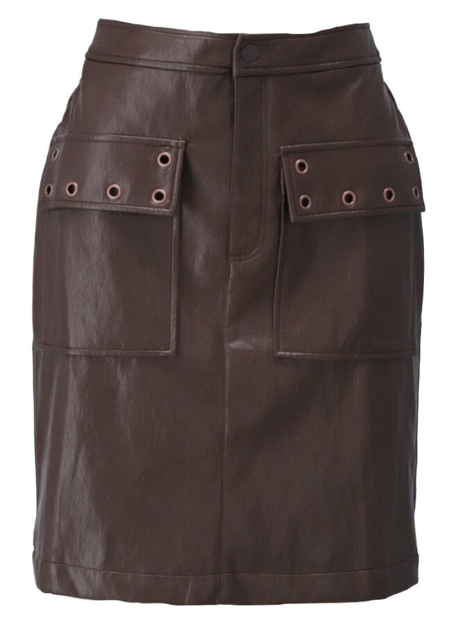 Rok D755L kort lederlook met fantasie