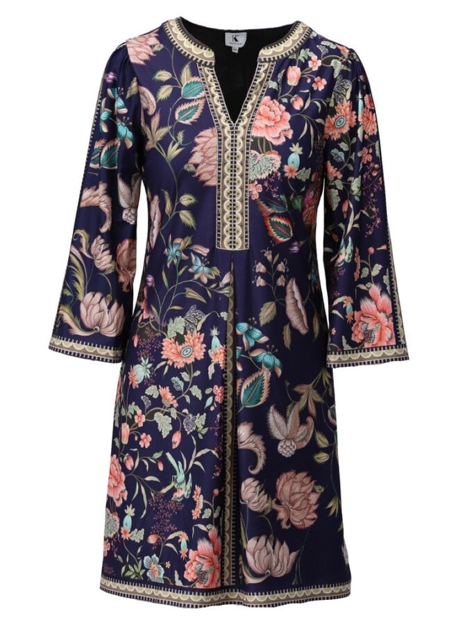 Jurk D604 kort met bloemenprint