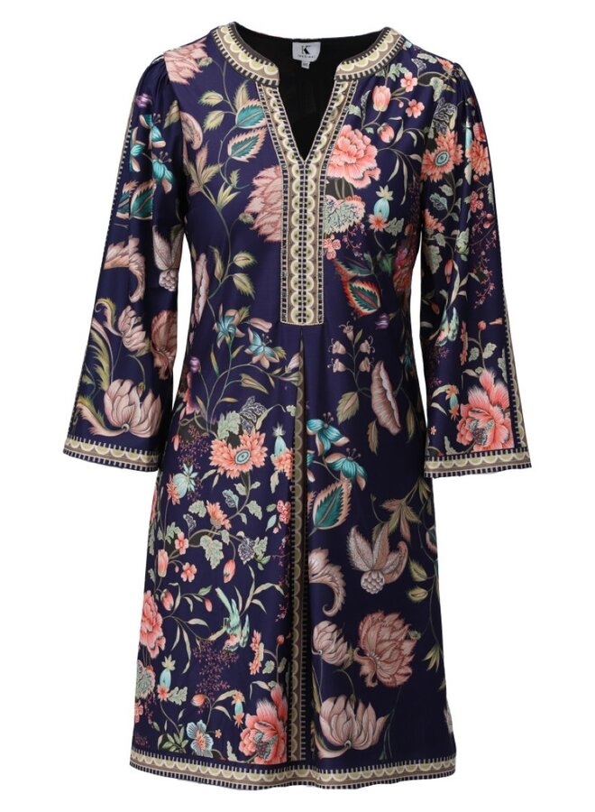 Jurk D604 kort met bloemenprint