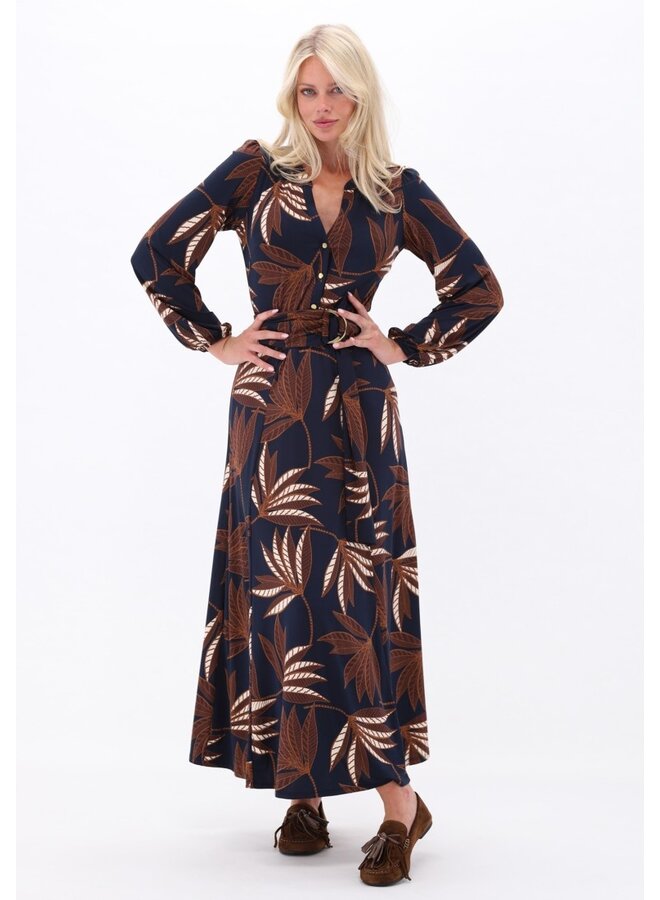 Jurk D309 maxi met botanische print