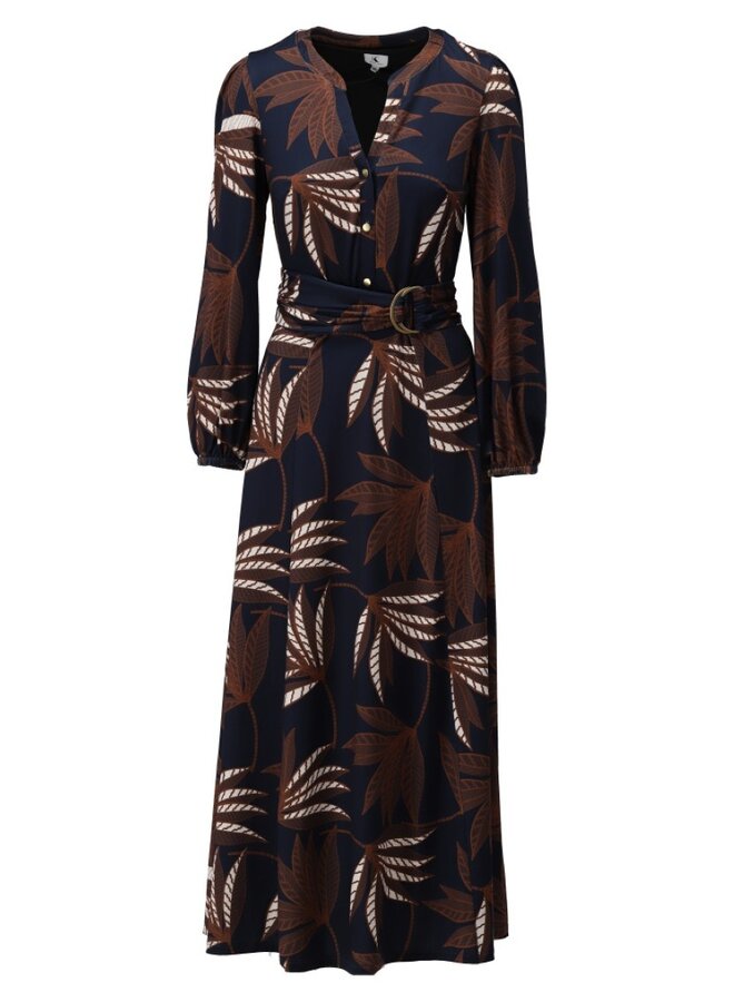 Jurk D309 maxi met botanische print