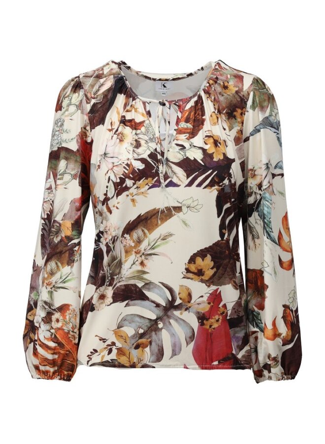 Top D206 ronde hals met botanische print