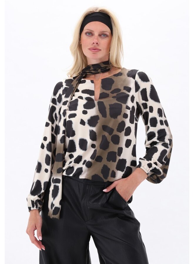 Top D119 ronde hals met sjaaltje & print