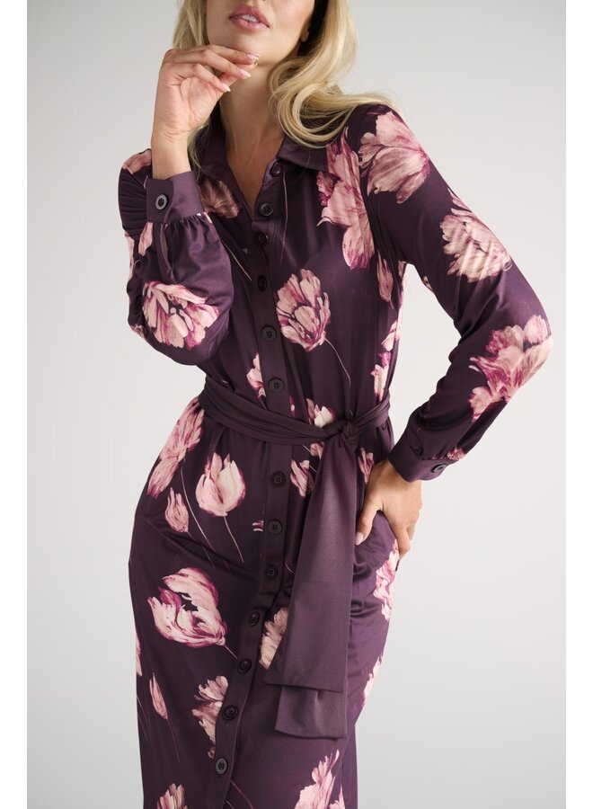 Jurk D112 maxi met bloemenprint