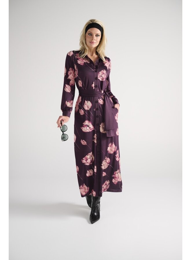 Jurk D112 maxi met bloemenprint