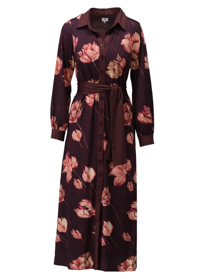 Jurk D112 maxi met bloemenprint