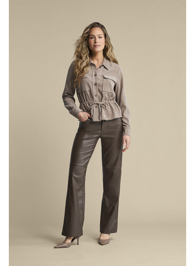 Broek Colette faux leather mud