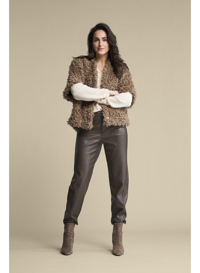 Broek Caitlina faux leather espresso