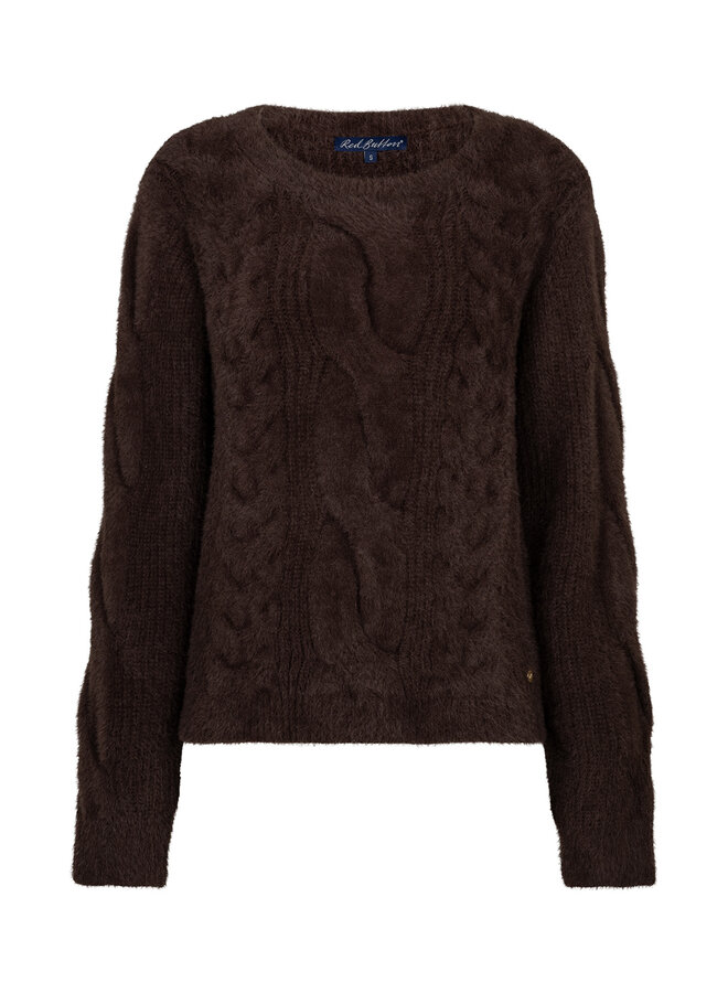 Trui Sweet fluffy cable espresso
