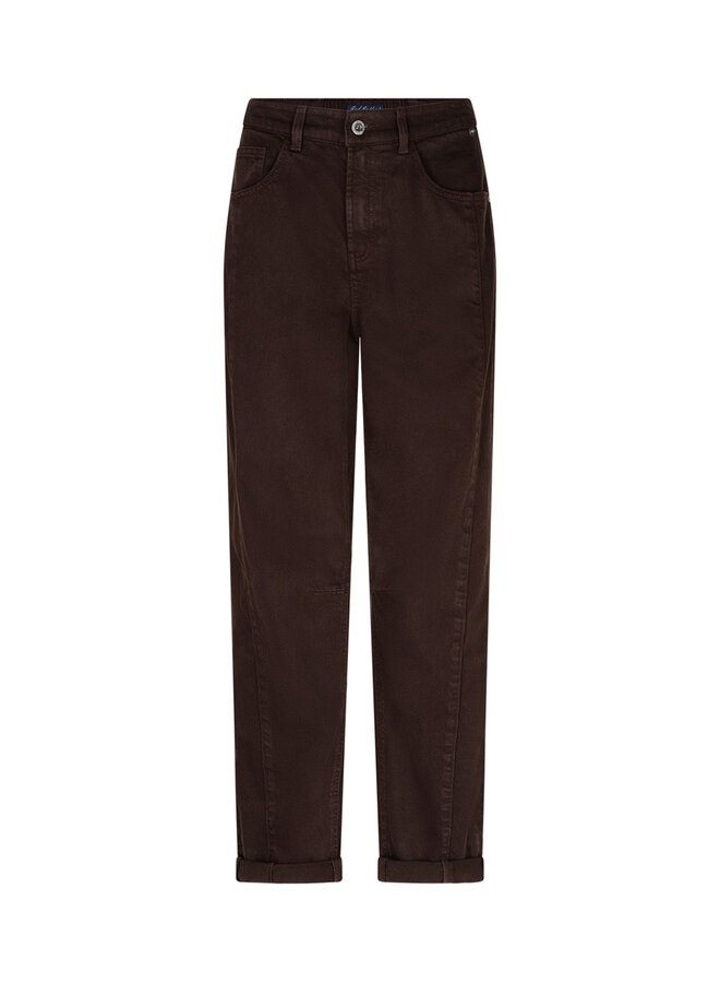 Broek Caitlina side patch tencel espresso